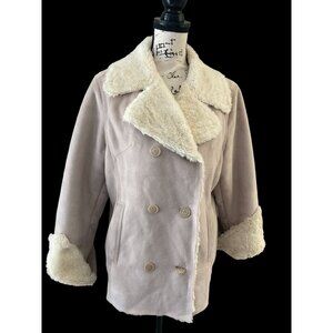 Columbia Tan Khaki Faux Suede Shearling Jacket - Women's Size XL Faux Fur Lining